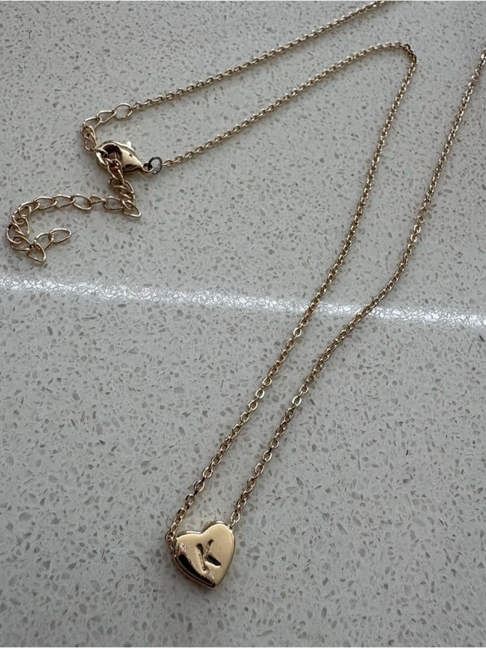 Gold Heart Initial 'K' Necklace - Elegant Women's Jewelry